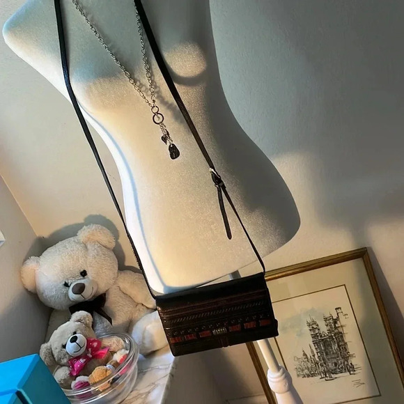 Brighton Crossbody Long Wallet Leather Black and Brown Brighton Heart - Picture 16 of 17